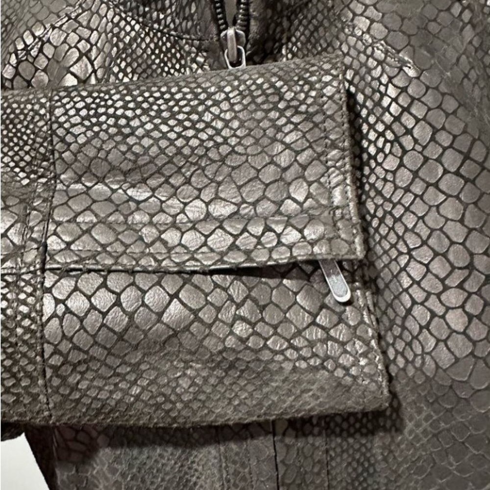 Alfani Brown Leather Jacket with Textured Finish - Picture 4 of 7